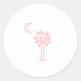 Redonda Pegatina de la Luna de Palmetto Rosa