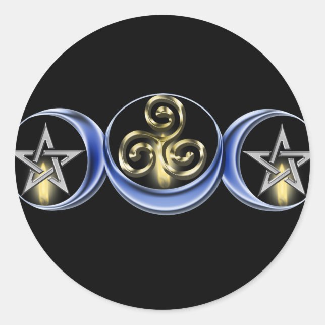 Redonda Pegatina de la luna lunar triple espiral (Anverso)