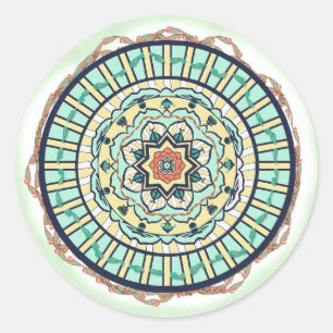 Redonda Pegatina de la mandala de la cinta de Lotus azul