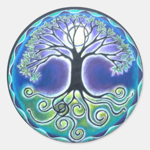 Redonda Pegatina de la mandala de la Luna Llena