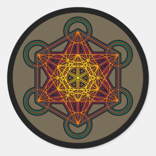 Redonda pegatina de la mandala del cubo del metatron
