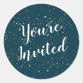 Redonda Pegatina de la Marina Esparkle de Oro