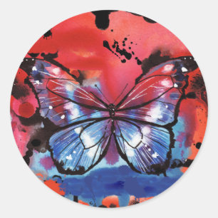 Redonda Pegatina de la mariposa
