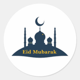 Redonda Pegatina de la Media Luna de la Mezquita Eid Mubar