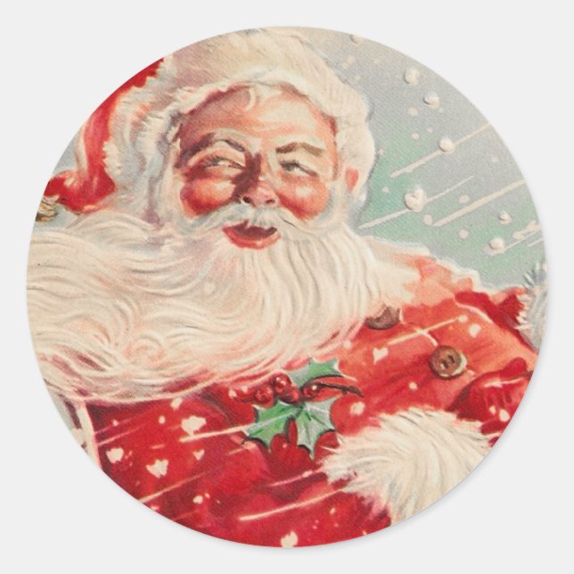 Redonda Pegatina de la Navidad de Santa Claus (Anverso)