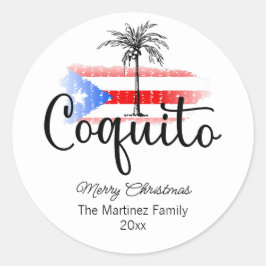 Redonda Pegatina de la palma de la bandera de la navidad d