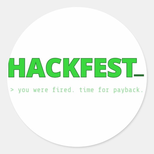 Redonda Pegatina de la pantalla de título de Hackfest (Anverso)