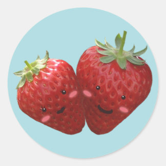 Redonda Pegatina de la pareja de fresas encantadora