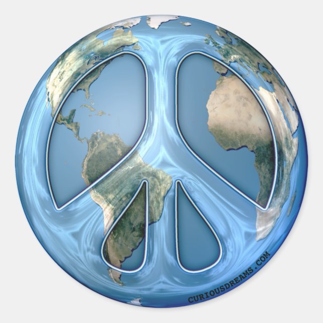Redonda Pegatina de la Paz en la Tierra (Anverso)