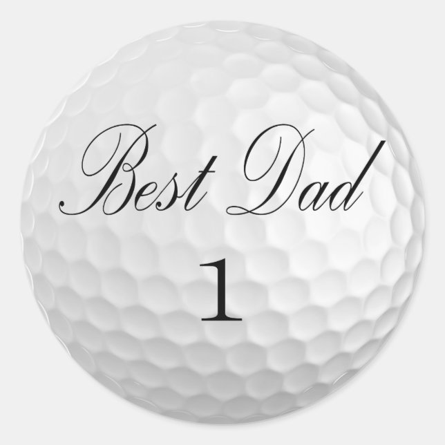 Redonda Pegatina de la pelota de golf Best Dad 1 (Anverso)