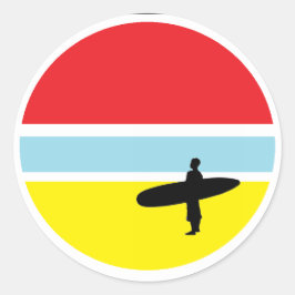Redonda Pegatina de la persona que practica surf de la