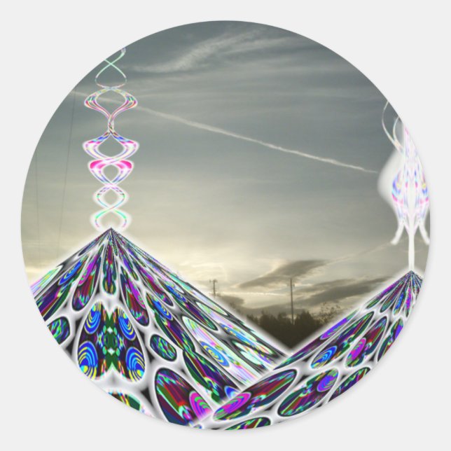 Redonda pegatina de la Pirámide Maya 2012 (Anverso)