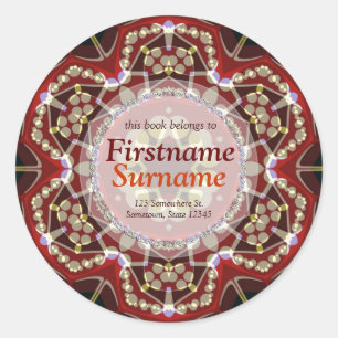 Redonda Pegatina de la placa de biblioteca de arte geométr