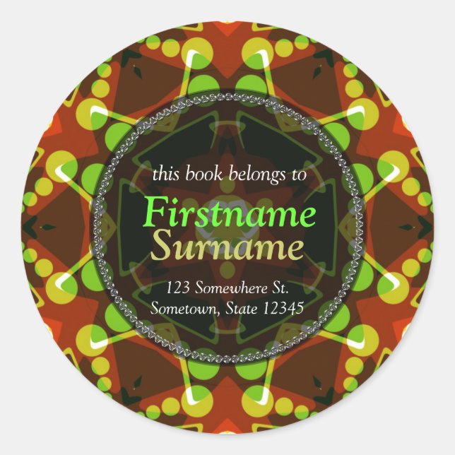 Redonda Pegatina de la placa de la estrella geométrica de  (Anverso)