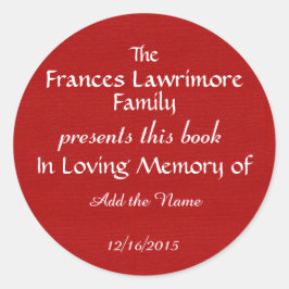 Redonda Pegatina de la placa del libro
