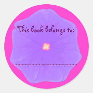 Redonda Pegatina de la placa del libro (Lilac Pansy)