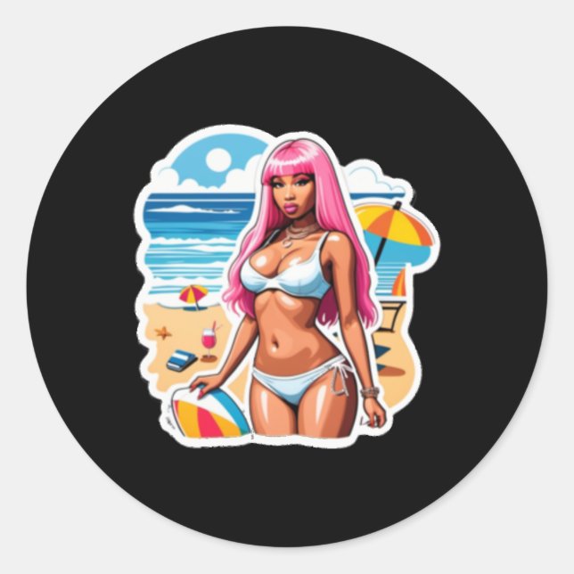 Redonda Pegatina de la playa de Nicki Minaj (Anverso)