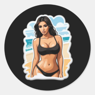 Redonda Pegatina de la playa Kim Kardashian