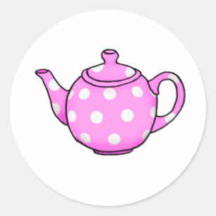 Redonda Pegatina de la plaza Pink Betty Teapot