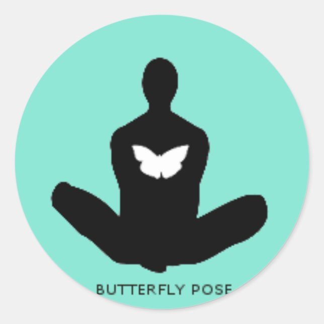 Redonda Pegatina de la posología de la mariposa Yogamoji™ (Anverso)