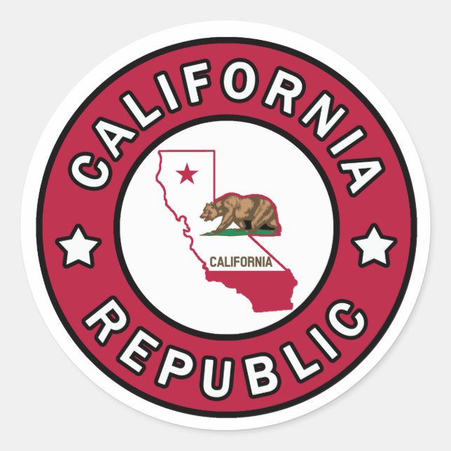 Redonda Pegatina de la República de California (Anverso)
