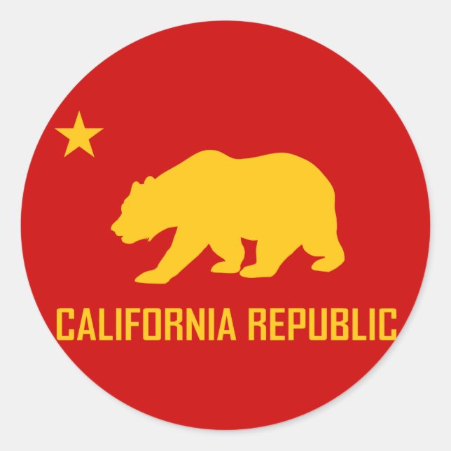 Redonda Pegatina de la República de California (Anverso)