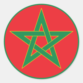 Redonda Pegatina de la Ronda Bandera Marroquí.