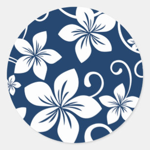 REDONDA PEGATINA DE LA RONDA CLÁSICA AZUL HAWAII (NAVY)