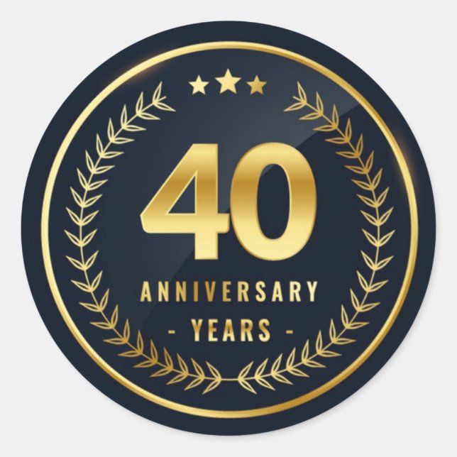 Redonda pegatina de la Ronda Clásica de 40 Aniversarios (Anverso)