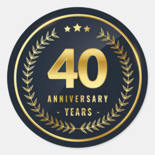 Redonda pegatina de la Ronda Clásica de 40 Aniversarios