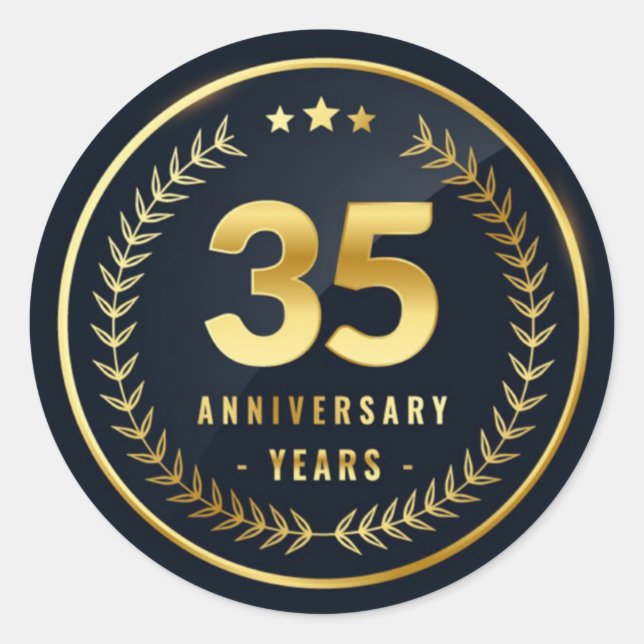 Redonda pegatina de la Ronda Clásica de Aniversario de 35  (Anverso)