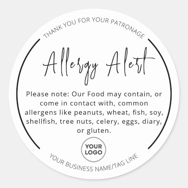 Redonda Pegatina de la ronda de advertencia de alimentos p (Anverso)