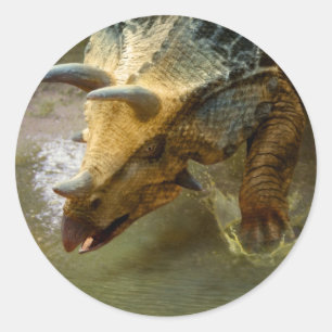 Redonda Pegatina de la Ronda de Dinosaurios de Triceratops