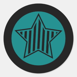 Redonda Pegatina de la ronda de estrellas verde azuladas y