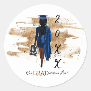 Redonda Pegatina de la ronda de graduación afroamericana