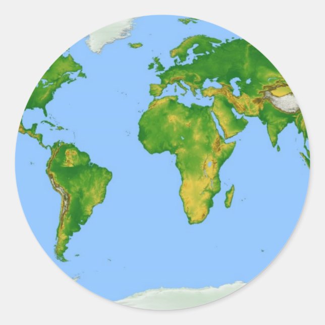 Redonda Pegatina de la Ronda de Mapa Mundial (Anverso)
