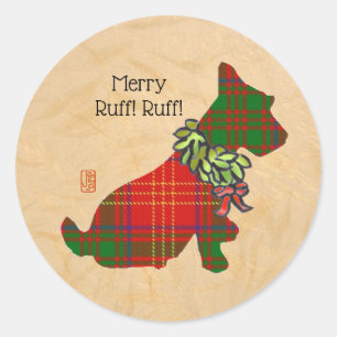 Redonda Pegatina de la Ronda de Navidades de Escocia