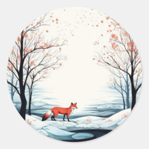 Redonda Pegatina de la Ronda de Nieve de Fox - Navidades
