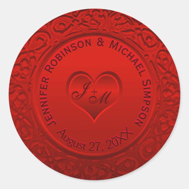 Redonda Pegatina de la ronda de Relieves metalizados Red F (Anverso)