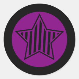 Redonda Pegatina de la ronda estrella morada y negra
