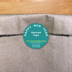 Redonda Pegatina de la ronda Verde azulada de Año Nuevo pr