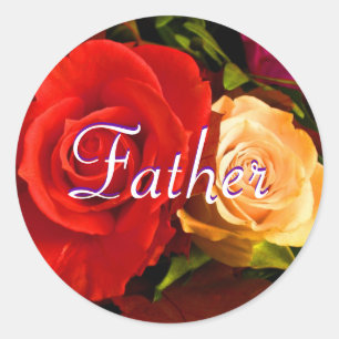 Redonda Pegatina de la rosa roja del padre