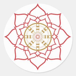 Redonda Pegatina de la rueda de Lotus Dharma