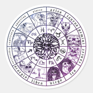 Redonda Pegatina de la rueda zodiaca