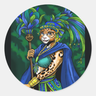 Redonda Pegatina de la sacerdotisa maya