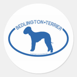 Redonda Pegatina de la silueta de Bedlington Terrier