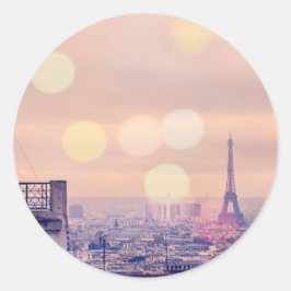 Redonda Pegatina de la Torre Eiffel de París soñando