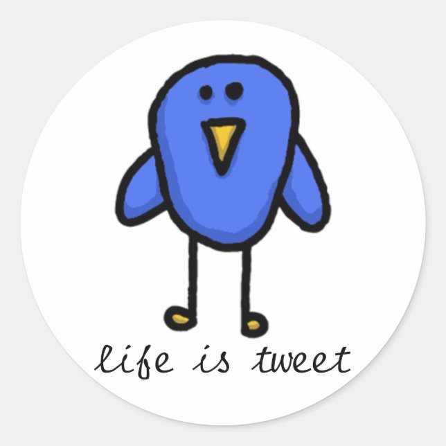Redonda pegatina de "la vida es tuiteo" (Anverso)