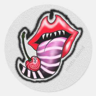 Redonda Pegatina de labios del diablo cerezo