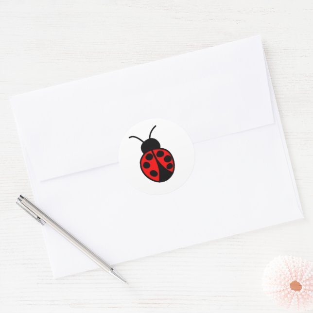 Redonda Pegatina de Ladybug personalizable (Sobre)